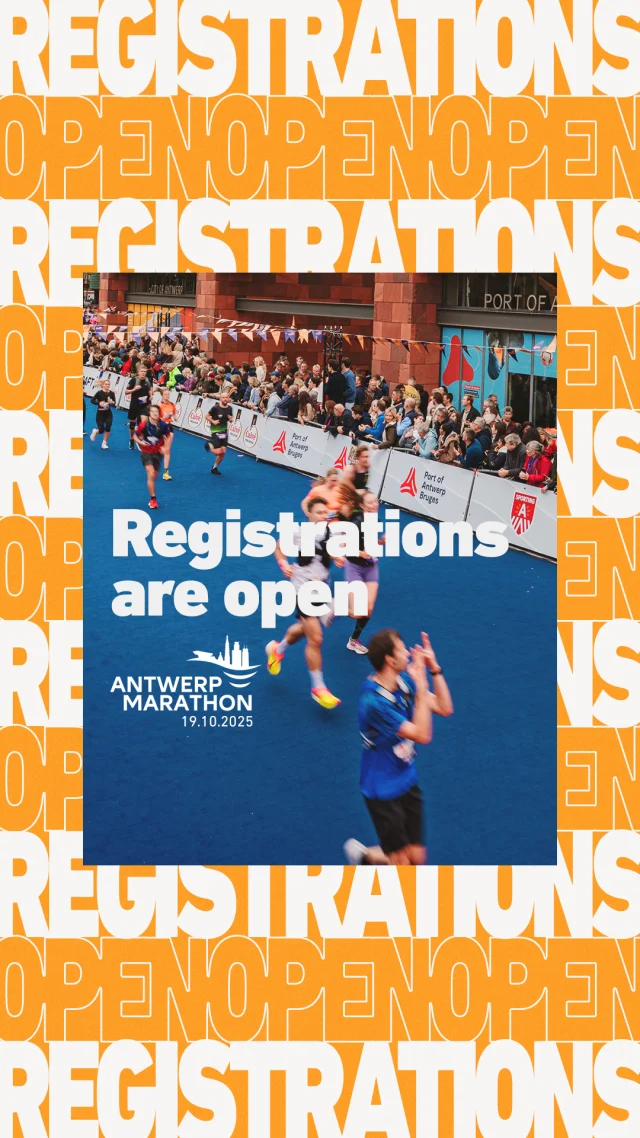 It's go time! 🚀 Registrations are open. The glory of the Antwerp Marathon awaits you! 🏅