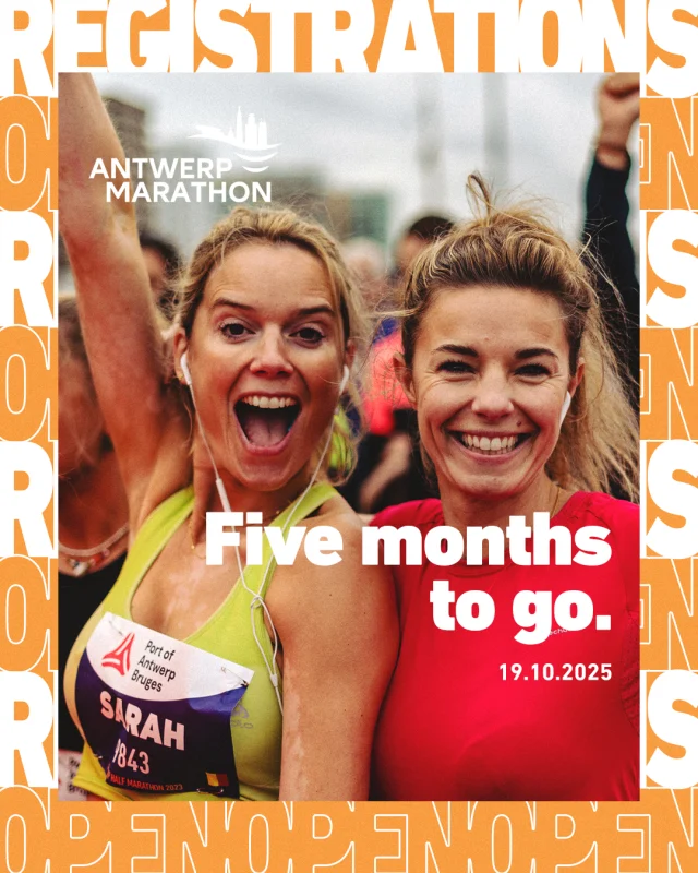 Five months to go! 🖐🏼 Having a running goal for this autumn already? Go for the full Antwerp Marathon, the Half Marathon or the 10K. More details on the routes will follow soon! 📍 #AntwerpMarathon